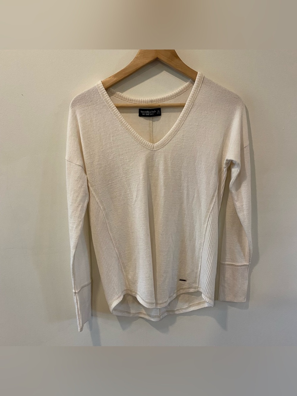 Abercrombie & Fitch soft A&F cozy white long sleeve top